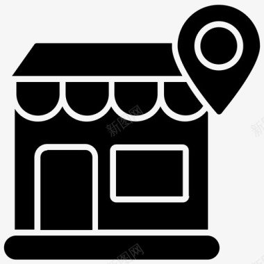商店位置购物地点购物和商业字形图标图标