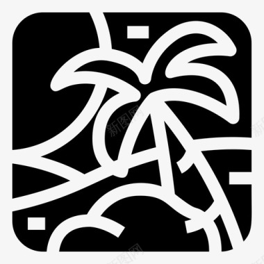 棕榈树海滩假日图标图标