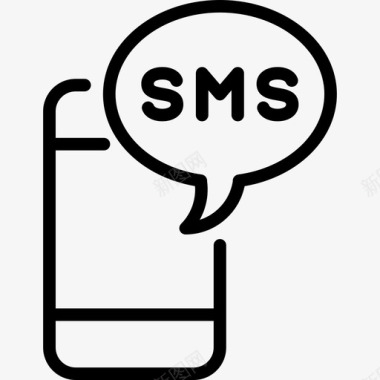 短信通信和媒体线性图标图标