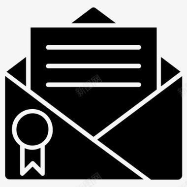 电子邮件证书信件企业管理实心图标图标