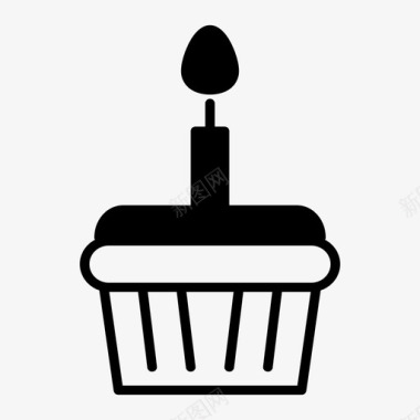 纸杯蛋糕生日蛋糕蜡烛图标图标