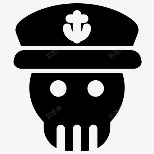 骷髅与水手帽子海盗图标svg_新图网 https://ixintu.com 帽子 海洋生物填充线 海盗 骷髅与水手