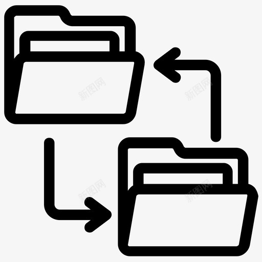 文件夹交换数据传输分布式文件系统图标svg_新图网 https://ixintu.com 传输文件 信息处理 分布式文件系统 数据传输 数据管理线图标 文件交换 文件夹交换