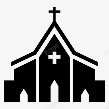 教堂集会建筑图标图标