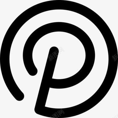 Pinterest标志社交网站线性图标图标
