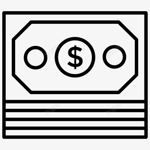 货币资金美元图标svg_新图网 https://ixintu.com 硬现金 美元 货币 购物和商业线图标 资金