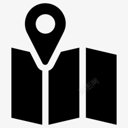 折叠地图和图钉插画地图折叠地图位置图标高清图片