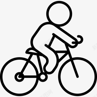 骑自行车健康的生活方式直线型图标图标