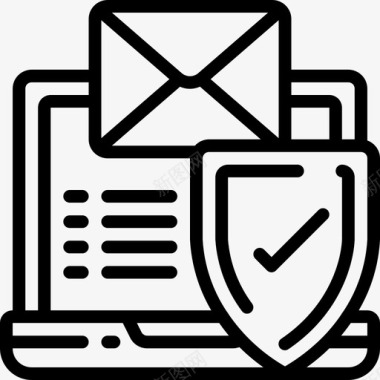 受保护的电子邮件笔记本电脑数据安全图标图标