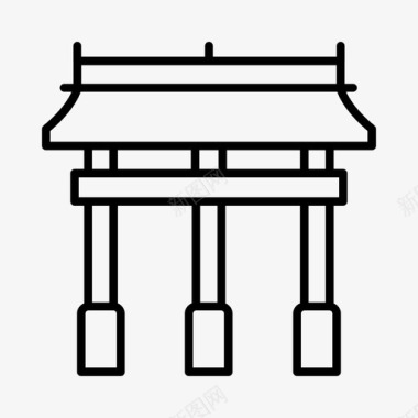 庙宇拱门亚洲图标图标