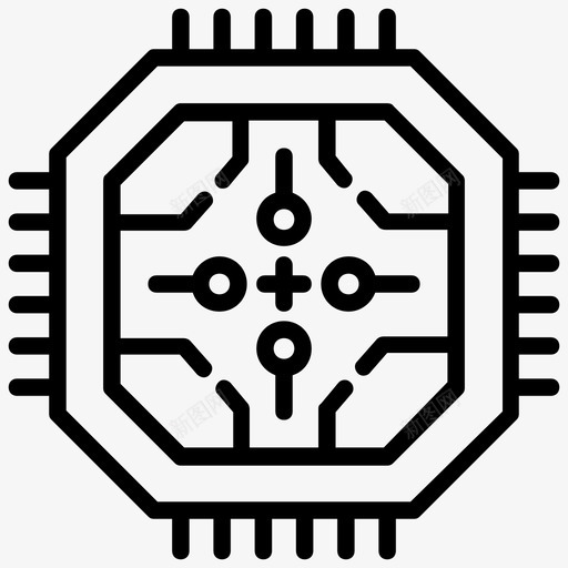 微处理器电路板计算机处理器图标svg_新图网 https://ixintu.com 人工智能线图标 微处理器 微芯片 电子设备 电路板 计算机处理器