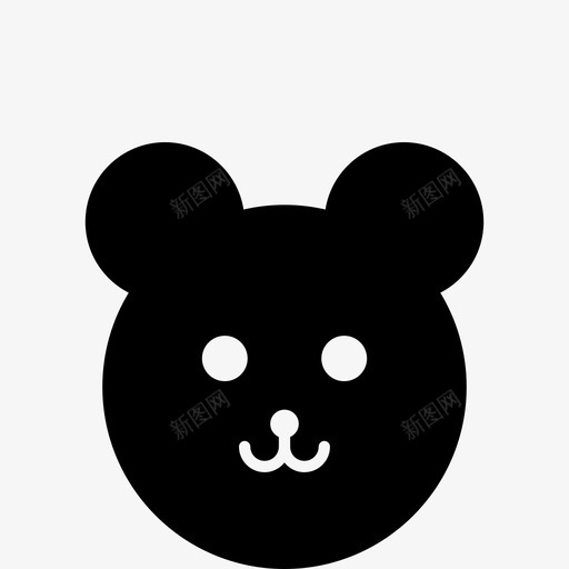 熊黑色可爱图标svg_新图网 https://ixintu.com 动物 可爱 微笑 熊 脸 黑色