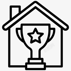 物业品质房地产奖最佳品质物业带奖杯的房子图标高清图片