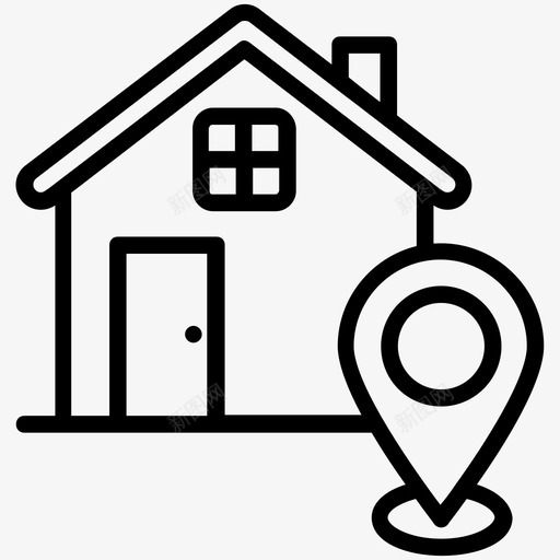 住宅位置位置保持架地图销图标svg_新图网 https://ixintu.com 位置保持架 住宅位置 占位符 地图销 导航 房地产线图标