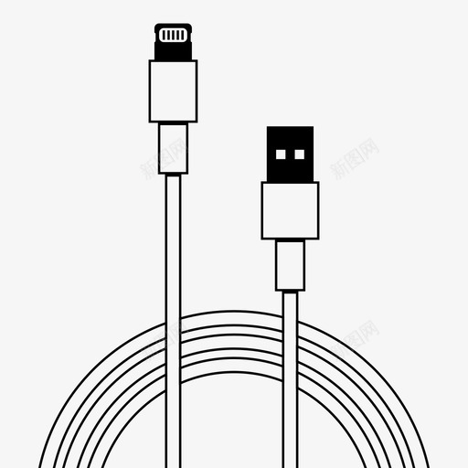 闪电到usb电缆充电器图标svg_新图网 https://ixintu.com iphone 充电器 电缆 电缆轮廓 闪电到usb