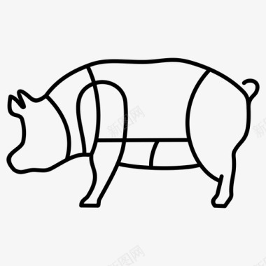 有机肉肉店猪图标图标