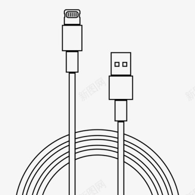 闪电到usb电缆数据图标图标