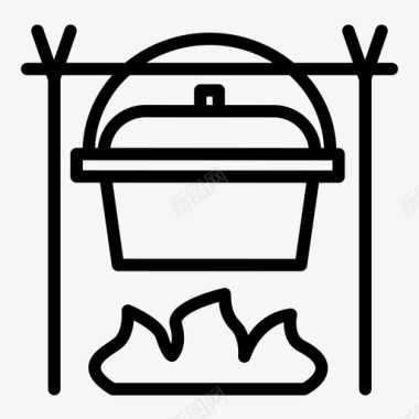 露营营火烹饪图标图标