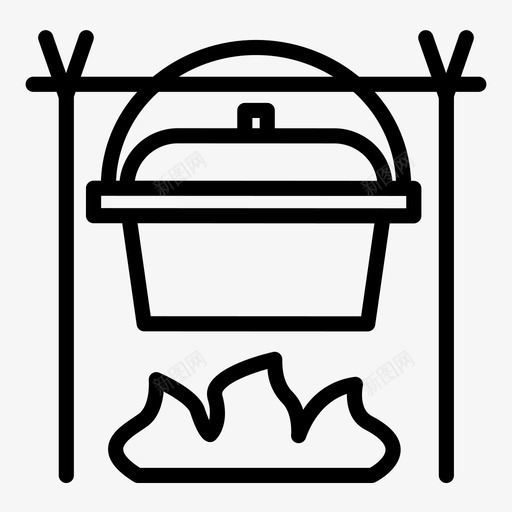 露营营火烹饪图标svg_新图网 https://ixintu.com 户外 暑假 烹饪 营火 露营