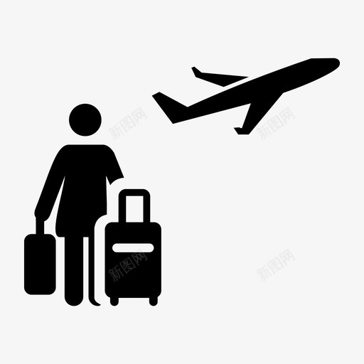 女人度假机场商务旅行图标svg_新图网 https://ixintu.com 商务旅行 女人度假 女孩 机场