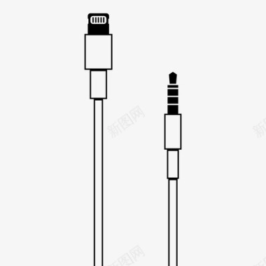 闪电到耳机适配器电缆图标图标