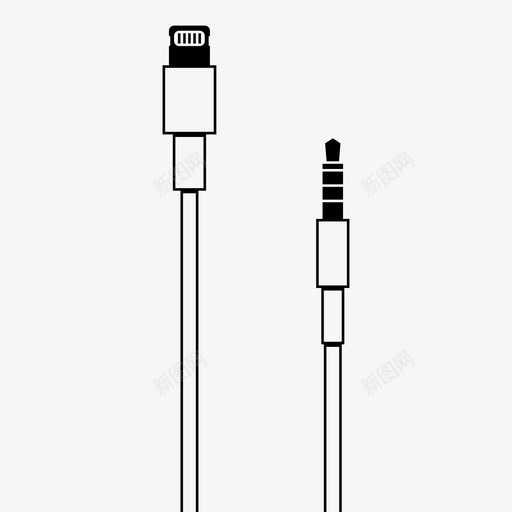 闪电到耳机适配器电缆图标svg_新图网 https://ixintu.com 插孔 电缆 电缆轮廓 适配器 闪电到耳机