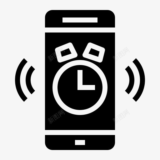 闹钟智能手机时间图标svg_新图网 https://ixintu.com 手机固态 时间 智能手机 计时器 闹钟