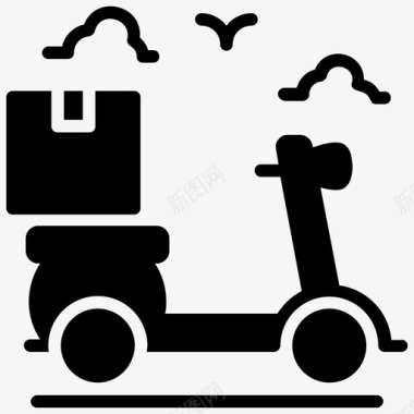 食品配送送货自行车送货服务图标图标