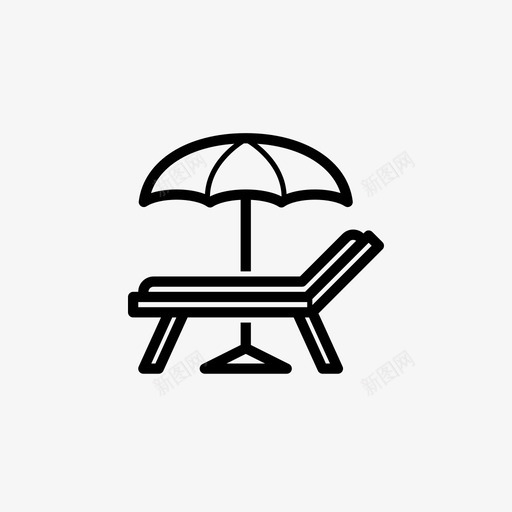 沙滩椅椅子雨伞图标svg_新图网 https://ixintu.com 假期 椅子 沙滩椅 雨伞
