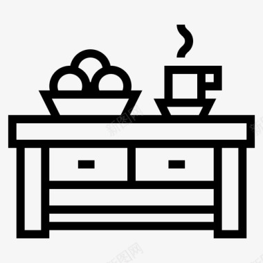 咖啡桌客厅家具轮廓图标图标