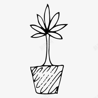 植物盆栽涂鸦室内植物图标图标