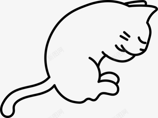 困倦的猫猫轮廓图标图标