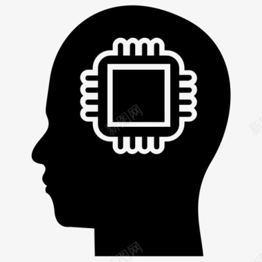 人工智能机器智能脑内微芯片图标图标