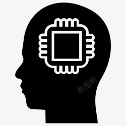 软件代理人工智能机器智能脑内微芯片图标高清图片