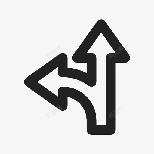 直行或左行箭头绕行图标svg_新图网 https://ixintu.com 交通标志 信号 接口 直行或左行 箭头 绕行