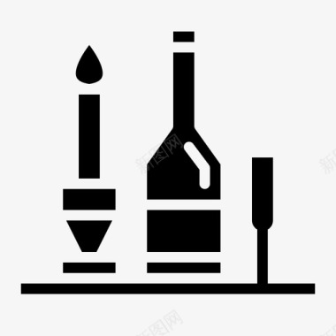 餐厅酒瓶蜡烛图标图标