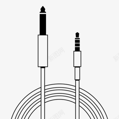 乐器到耳机音频电缆图标图标