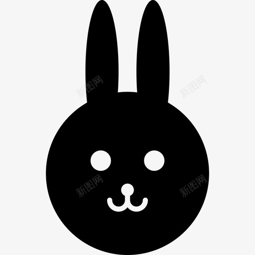 兔子黑色可爱图标svg_新图网 https://ixintu.com 兔子 动物 可爱 脸 黑色