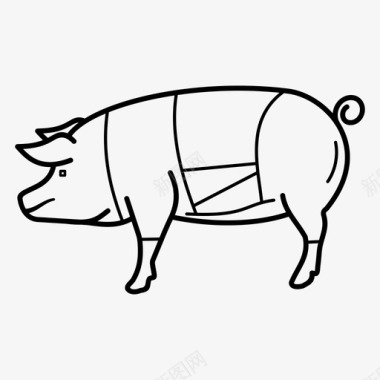 猪肉块烤肉猪图标图标
