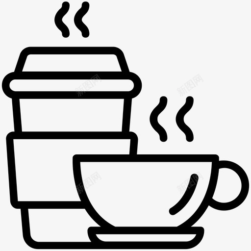 咖啡花草茶热饮料图标svg_新图网 https://ixintu.com 咖啡 热巧克力 热饮料 花草茶 餐厅线图标