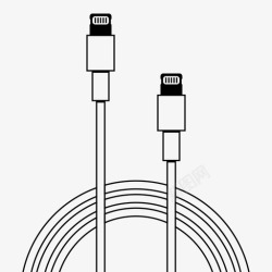 iPhone的轮廓闪电对闪电音频电缆图标高清图片