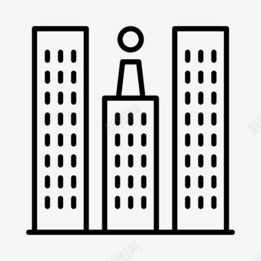 城市建筑物城镇图标图标