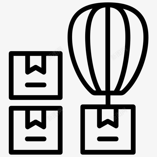 直运空运送包裹图标svg_新图网 https://ixintu.com 物流配送线图标 直运 空运 装运箱 送包裹 送货上门 降落伞