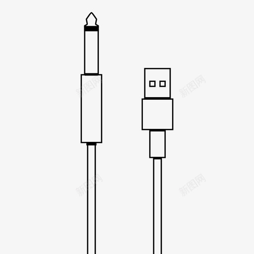 乐器到usb电缆计算机图标svg_新图网 https://ixintu.com 乐器到usb 电缆 电缆轮廓 计算机 音乐