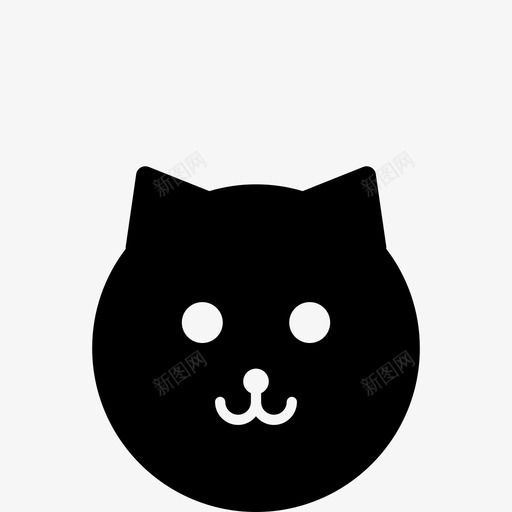 猫黑色可爱图标svg_新图网 https://ixintu.com 动物 可爱 小猫 猫 脸 黑色