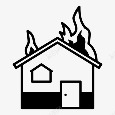 房屋火灾燃烧危险图标图标