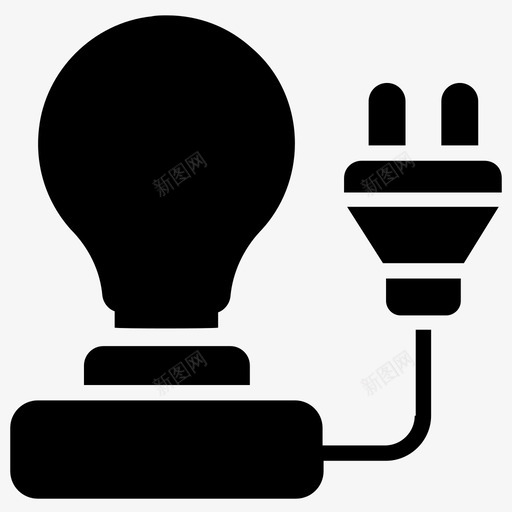 带插头的灯泡电灯图标svg_新图网 https://ixintu.com 工业字形图标 带插头的灯泡 灯 电 电源