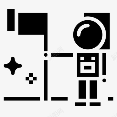 宇航员旗帜太空图标图标