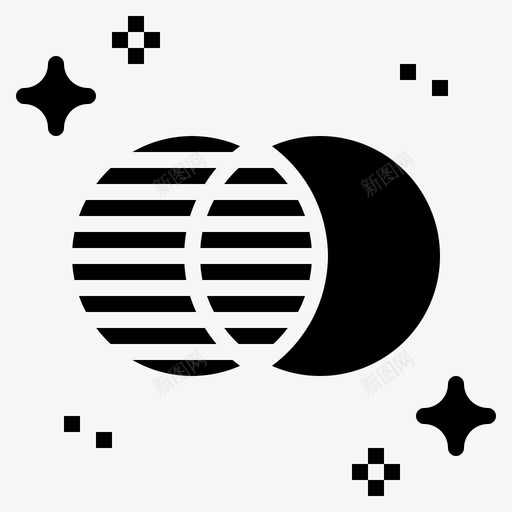 日食覆盖月食图标svg_新图网 https://ixintu.com 太空固体 日食 月食 覆盖 部分