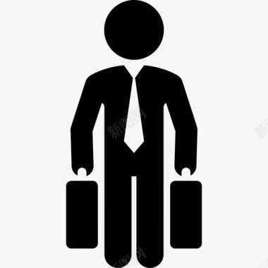 商务旅行者商务人士手提箱图标图标